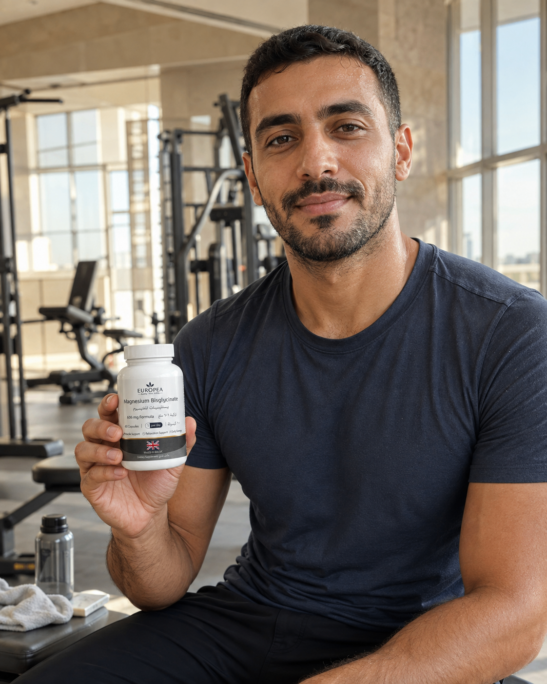 EUROPEA capsules and softgels on light natural stone